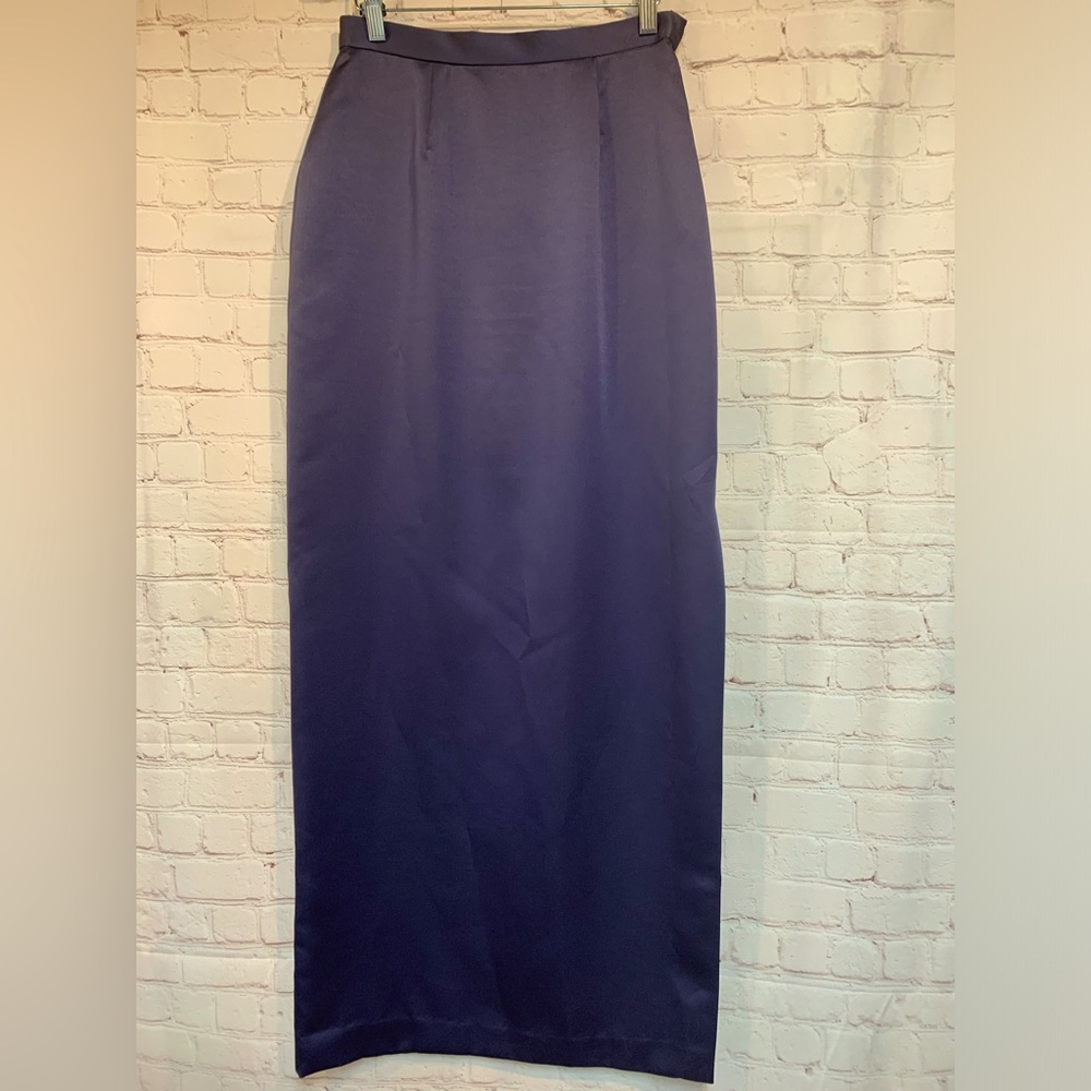 VIE Victoria Royal Navy Sateen Maxi Straight Skirt Size 6 USA